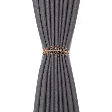 Imagem de Laços de cortina elástica de metal simples - laços de cortina de folha, suportes de cortina de fivela, dourado, 1 peça