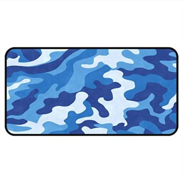 Imagem de Vijiuko Tapetes de cozinha azul padrão de camuflagem tapetes de área de cozinha tapetes e tapetes antiderrapantes tapete de cozinha tapetes laváveis para chão de cozinha escritório em casa pia lavanderia interior exterior 101,6 x 50,8 cm