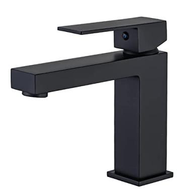 Imagem de LIDON Torneira preta banheiro preto único furo torneira do banheiro torneira do banheiro alta torneiras do banheiro para pia 1 furo torneira do banheiro torneira da bacia para lavatório, preto (cor: preto)