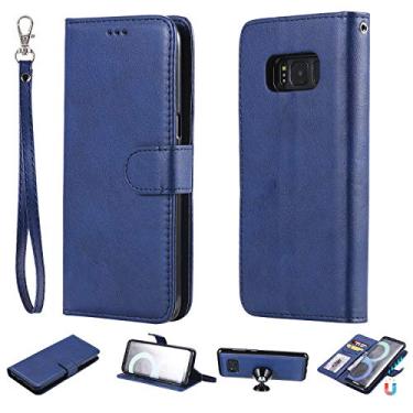 Imagem de Capa carteira para Samsung Galaxy S8, [2 em 1 removível] Suporte magnético de couro PU com compartimentos para cartão Capa protetora flip [TPU à prova de choque] Capa para Samsung Galaxy S8 (azul)
