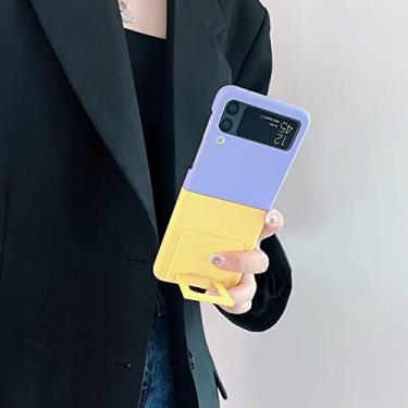 Imagem de Capa de suporte de peça única de luxo em cores sólidas contrastantes para Samsung Galaxy Z Flip 3 4 5G Zflip3 Z Flip3 Flip4 Cover,C,For Z Flip 4