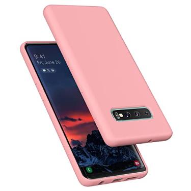 Imagem de E Segoi Capa projetada para Galaxy S10 Plus de 6,4 polegadas, S10+ capa à prova de choque de borracha gel de silicone líquido à prova de choque almofada de forro de pano de microfibra macia compatível