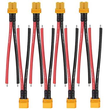 Imagem de CenryKay Conector macho fêmea XT30U-F com conector de invólucro de bainha XT60PW cabo com fio 12AWG de 4" (4 pares)