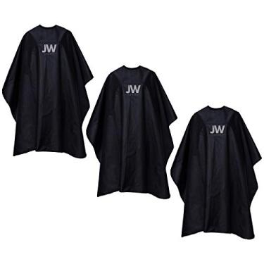 Imagem de Capa JW Shears Professional barbeiro para homens, mulheres, crianças, unissex, preto, para corte de cabelo, 160 x 140 cm, capa de cabeleireiro para tratamento de cabelo – corte/corte/permanente (pacote com trio)