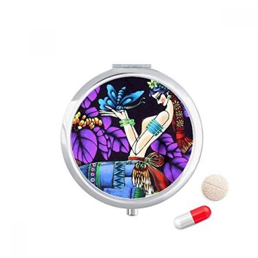 Imagem de Porta-comprimidos, porta-comprimidos, árvore com borboleta, romance, luar, bolso para remédios