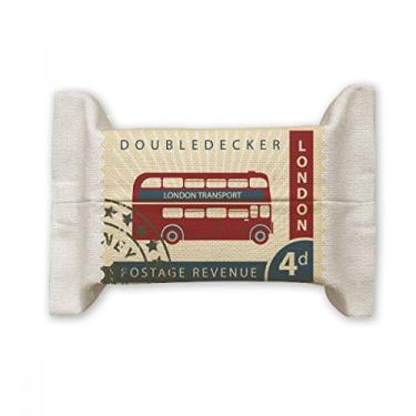 Imagem de London Doubledecker Stamp, Inglaterra, Grã-Bretanha, Reino Unido, capa de papel para lenços faciais, bolsa de linho de algodão