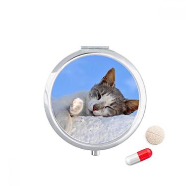 Imagem de Gatinho Gato Relaxa Dormir Animal Adorável Estojo de Remédio Caixa de Armazenamento de Remédio Dispensador