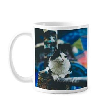 Imagem de Caneca de foto de gato preguiçoso de cerâmica xícara de porcelana de café