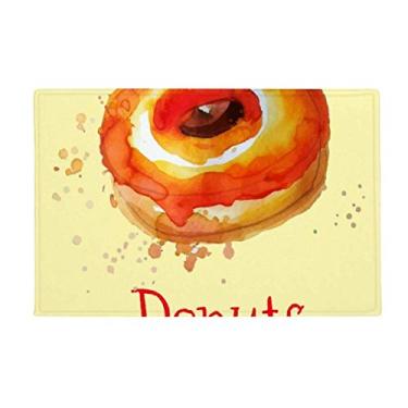 Imagem de DIYthinker Aquarela pintada à mão laranja rosquinha sobremesa tapete antiderrapante para porta de banheiro
