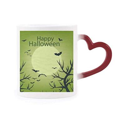 Imagem de Caneca verde Happy Ghost Fear Halloween sensível ao calor Caneca vermelha muda de cor vermelha