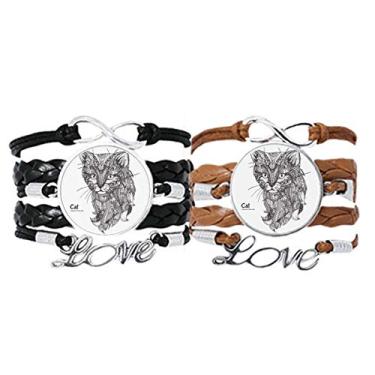 Imagem de DIYthinker Pulseira de bebê silenciosa com tinta humana para gatos com alça de mão e cordão de couro, conjunto duplo para presente