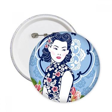 Imagem de Crachá de flor azul com broches redondos para decoração de roupas, presente 5 peças