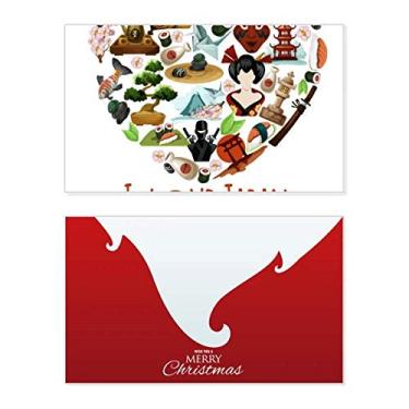 Imagem de I Love Japan Sushi Illustration Holiday Holiday Merry Christmas Cartões de parabéns Mensagem de Natal