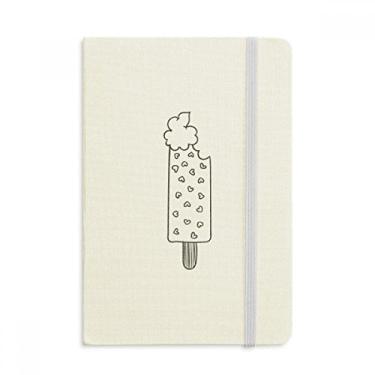 Imagem de Caderno de sorvete com desenho de coração e picolés em tecido oficial capa dura para diário clássico