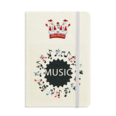 Imagem de Caderno de anotações musicais em formato redondo azul vermelho boneco de neve capa dura grossa