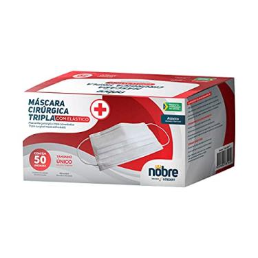 Imagem de Máscara Cirúrgica Tripla com Elástico, Nobre, Branco