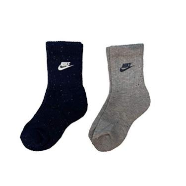 Imagem de Nike Little Boys Cushioned Dri-FIT Crew Socks 2 Pack (ObsidianDots(UN0233-695), 5-7(Kids 10C-3Y))
