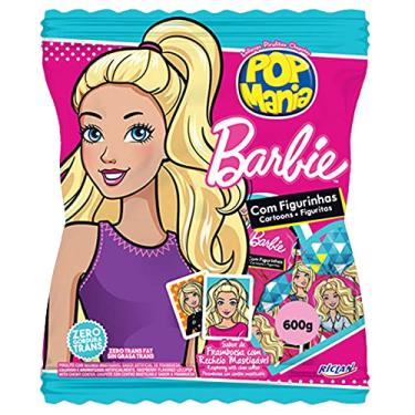 Imagem de Pirulito Pop Mania Barbie Framboesa Recheio Mastigável c/50 - Riclan