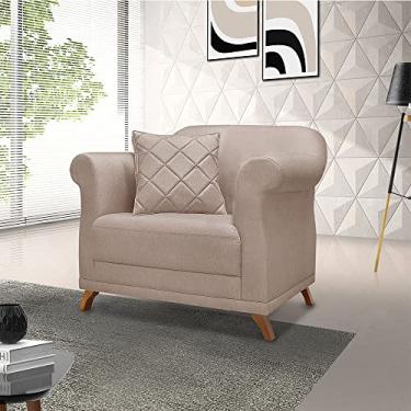 Imagem de Poltrona Estofada Decorativa Sala de Estar Quarto Escritório Leitura (LINHO RÚSTICO)