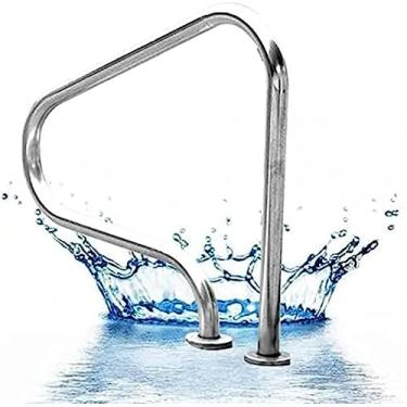 Imagem de Corrimão de segurança para piscina Corrimão de piscina para entrada de piscina embutida, corrimão de segurança de aço inoxidável 304 com base de instalação rápida a)