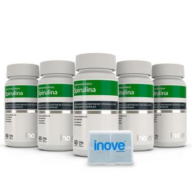 Imagem de Kit Spirulina Super Food - 5 potes c/ 60 cápsulas cada - Ganhe 1 Porta Cápsulas Inove Nutrition-Unissex