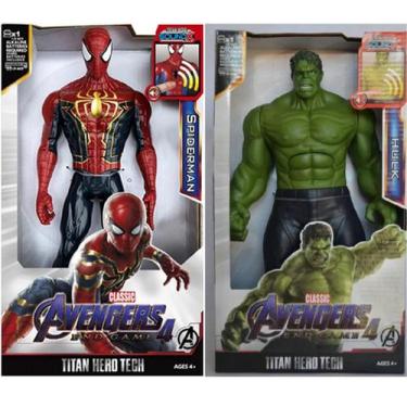 Imagem de Bonecos Hulk E Homem Aranha Avengers 30cm 2 Unidades - Chn