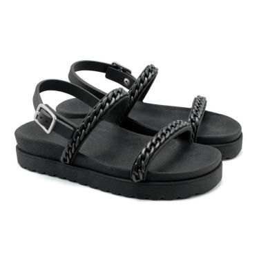 Imagem de Sandália Feminina Papete Confortável Fivela Corrente Tira