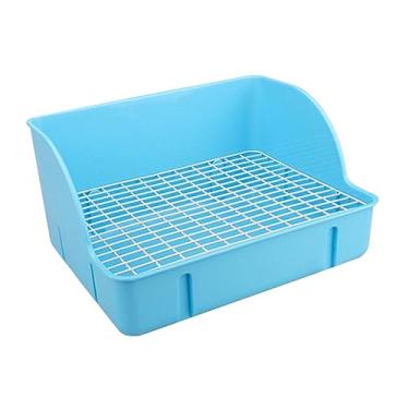 Imagem de Bothyi Caixa de areia de coelho para gaiola gaiola banheiro caixa de cama anti respingos pequenos animais bandeja de areia comadre penico treinador pet, Azul