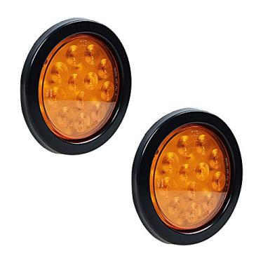 Imagem de Astra Depot 2 x plugue de fiação de luzes traseiras redondas de 10 cm âmbar de 12 LEDs para caminhão, reboque RV
