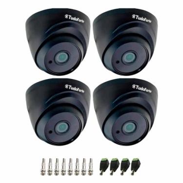Imagem de Kit 4 Câmeras Tudo Forte Black 1080p Dome 4 Em 1 2,8mm 2.0mp Hdcvi Hdtvi Ahd + Conectores