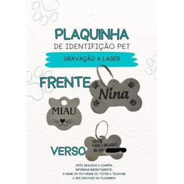 Imagem de Genérico - Plaquinha de Identificação PET Gravação a Laser Com Nome do PET (Coração) - 1 Unidade