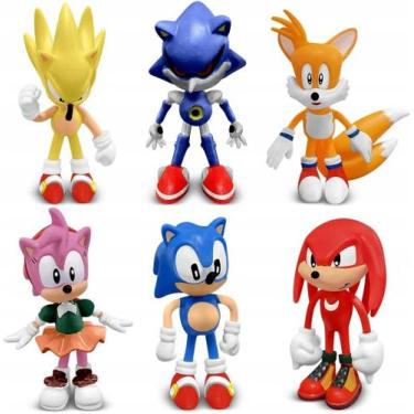 Kit action figure sonic conjunto c 6 bonecos