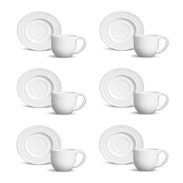 Imagem de Conjunto De Xícara De Cafezinho Com Pires 06 Peças Roma Branco Porto Brasil