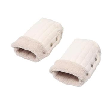 Imagem de Esquirla Inverno carrinho de mão muff trole velo mão muff à prova de vento carrinho de mão mais quente luvas para reboque carrinho de bebê accs, branco