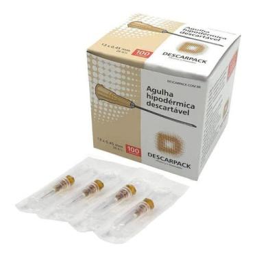 Imagem de Agulha Hipodérmica Marrom 13 x 4.5 mm Descarpack - 100 unidades
