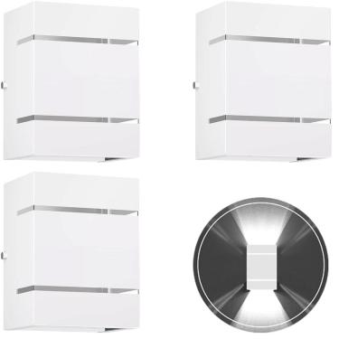 Imagem de 3 Arandelas Externa 2 Frisos Foco Fachos Parede Muro Branco