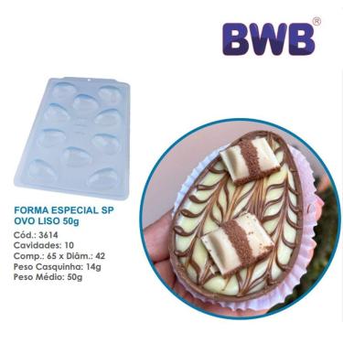 Imagem de Forma especial  p/ ovo de pascoa liso 50g 3 partes c/ silicone bwb 3614