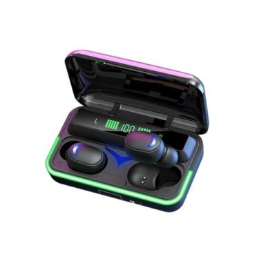 Imagem de Moniss Fones de ouvido estéreo intra-auriculares BT E10 Fones de ouvido sem fio à prova d'água de redução de ruído com display digital LED compatível com iOS Android