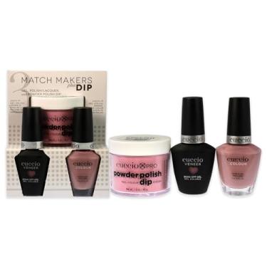Imagem de Match Makers Plus Dip – On Pointe da Cuccio para mulheres – 3 unidades de sistema de polimento em pó profissional de 45 g, gel de imersão em verniz de 12,5 g, esmalte colorido de 12 g