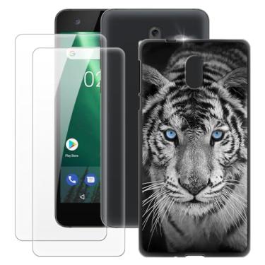 Imagem de MILEGOO Capa Nokia 2 + 2 peças protetoras de tela de vidro temperado, capa de silicone TPU macio à prova de choque ultrafina para Nokia 2 Dual SIM (5 polegadas)