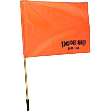 Imagem de Bandeira de segurança laranja gigante com mastro para esquis aquáticos wakeboard e tubulação – Bandeira universal de esqui de segurança