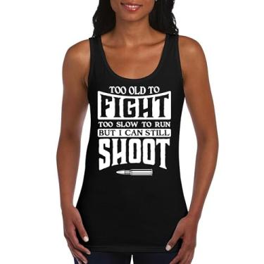 Imagem de Camiseta regata feminina Too Slow to Run But I Can Still Shoot 2nd Amendment Second Gun Rights Retired Veteran Patriotic, Preto, P
