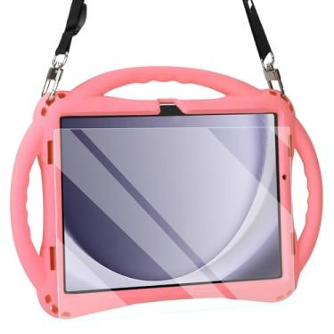 Imagem de TopEsct Capa infantil para Samsung Galaxy Tab A9 Plus 11 polegadas 2023 - Capa de silicone à prova de choque com protetor de tela e alça (rosa)
