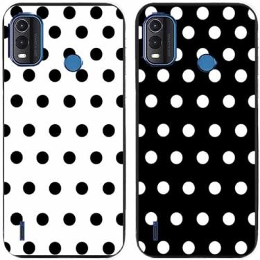 Imagem de 2 peças preto branco bolinhas impressas TPU gel silicone capa de telefone traseira para Nokia todas as séries (Nokia G11 Plus)
