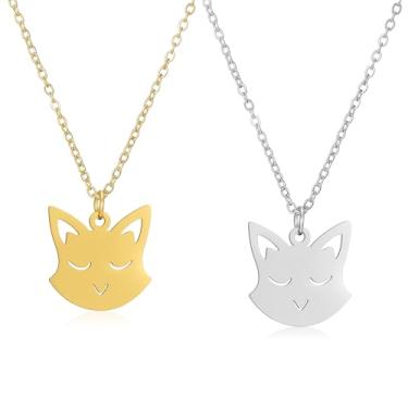 Imagem de HANRESHE Colar Fox Best Friend de aço inoxidável fofo raposa Bff para 2 presentes de amizade para meninas de ouro e prata, 2, Aço inoxidável, Amazonita