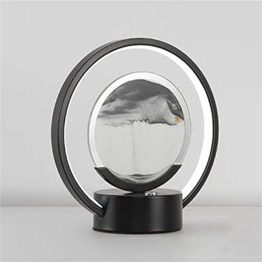 Imagem de Imagem de arte em areia em movimento com luz LED, paisagem de areia em mar profundo 3D em exibição em movimento Moldura de areia fluida de vidro redondo para crianças grandes brinquedos de a