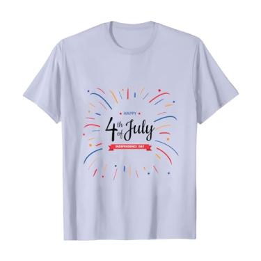 Imagem de Camiseta feminina 4th of July Stars Stripes Camisetas femininas com estampa da bandeira dos EUA e gola redonda, Cinza, G