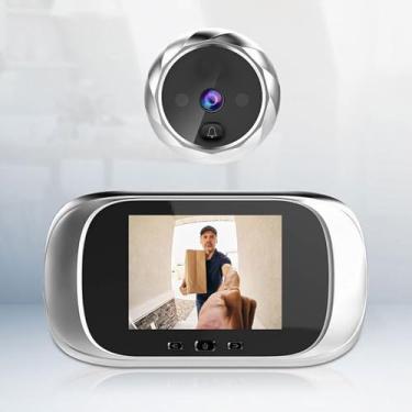 Imagem de Campainha Com Visor de Olho Mágico de Porta Mini HD Câmera de Segurança Inteligente de 3 Polegadas Tela LCD Interna 1080P WiFi Olho Mágico Campainha Visual para Segurança