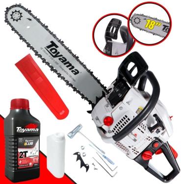 Imagem de Motosserra Motorserra Profissional Toyama TCS58H Á Gasolina 2T 55cc 3,2HP de Potência Robusta e de Alta Performance + ÓLEO 2 TEMPOS