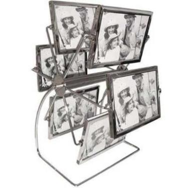 Imagem de Porta retrato giratório de metal para 12 fotos 10x15 prata